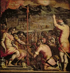 Die Gründung von Florenz, Deckenbild im Salone dei Cinquecento, 1565